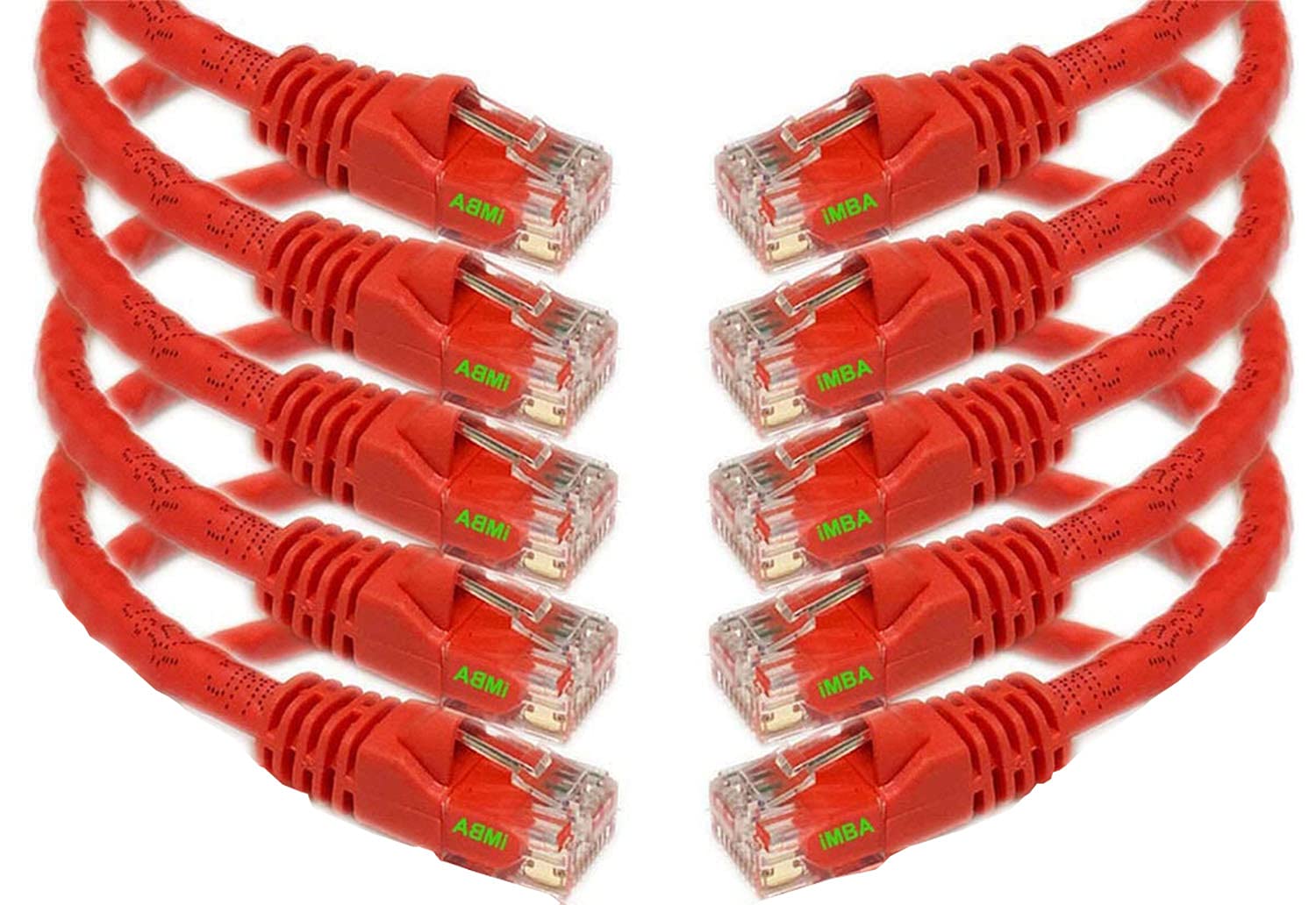 iMBAPrice 7 Feet Cat6 Cable - Premium Grade RJ45 Ethernet Snagless Patch Cord (Pack of 5) Red