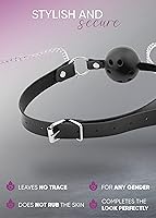Vista 4 de Bola de mordaza de boca transpirable – Bola de plástico de boca abierta – Gagger Plug Sexo Play – Ajustable transpirable – Clips para el pecho