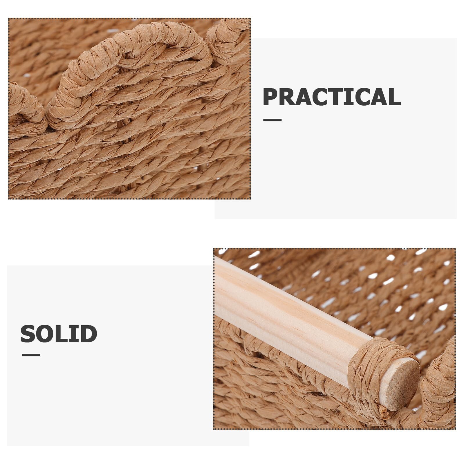 Cesta de Almacenamiento para Papel Higiénico con Borde Festoneado y Asas de Madera, Cesta Grande y Pequeña de Cuerda de Papel Tejida, Organizador Decorativo para Baño y Estante, 2