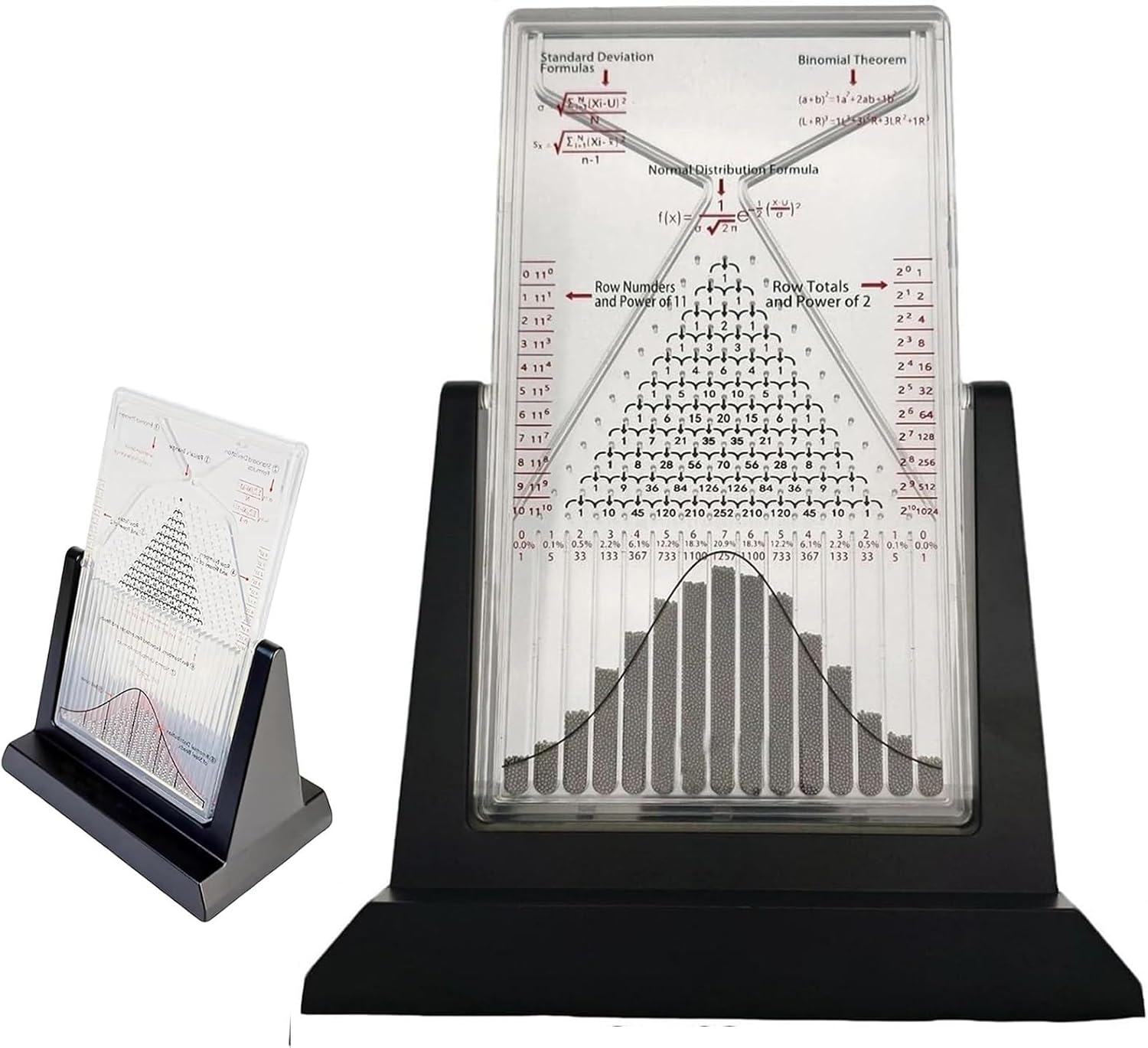 12" Galton Board Kinetic Art Decor - Premium Stress-Relieving Desk Toy with Bell Curve, 17500 Steel Beads for Executive Offices & Focus (23×11×30.5cm, 600g)