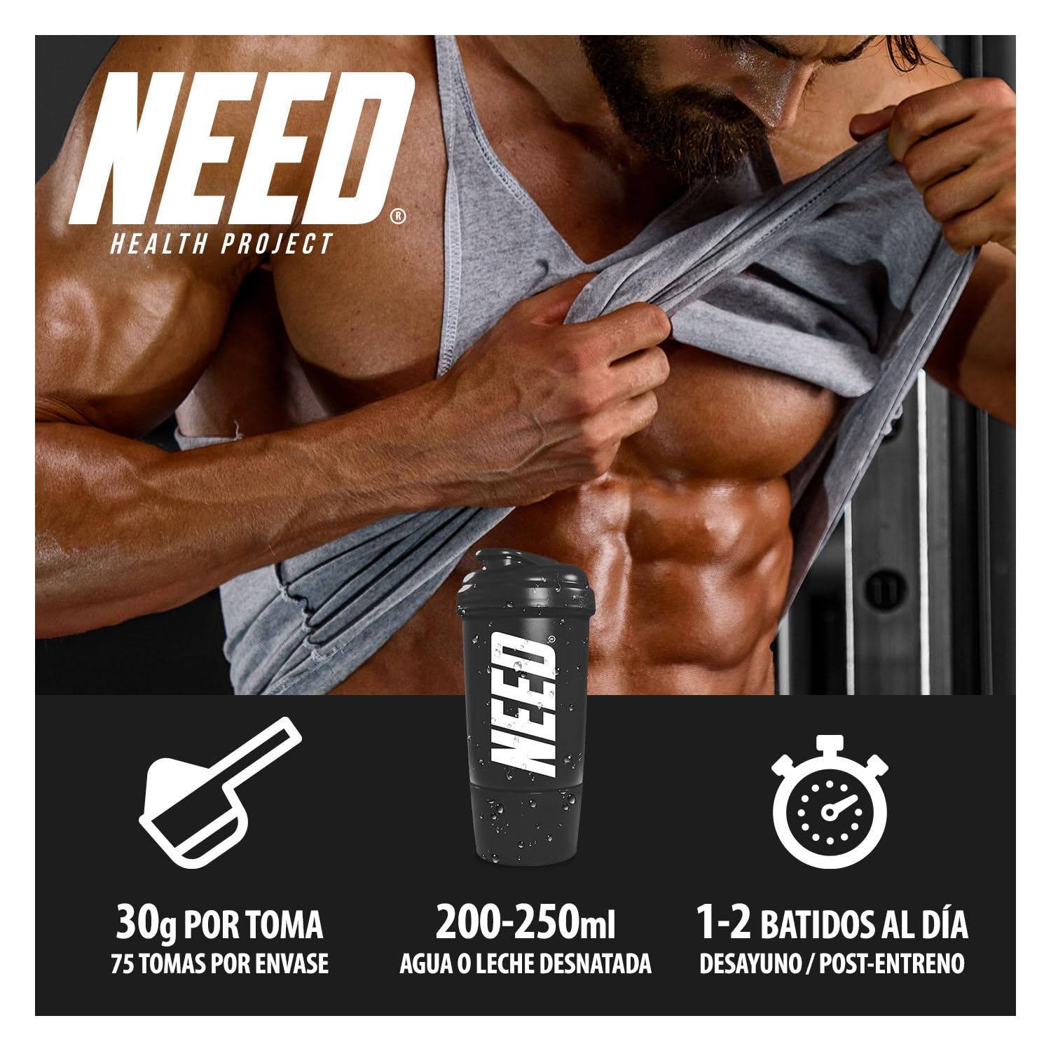 NEED - Proteina Isolada Whey en Polvo de Alta Pureza | Proteina Whey Premium para Masa Muscular, Definición y Recuperación | Sin Azúcares Añadidos | 2250 g | Sabor Strawberry Cake
