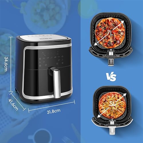 Aigostar Cube - Friteuse à air sans huile de XXL, 1900W, 7L air fryer. Livre de recettes inclus. Mode manuel et fonction maintien au chaud. Panneau tactile LED, 7 préprogrammes - 7