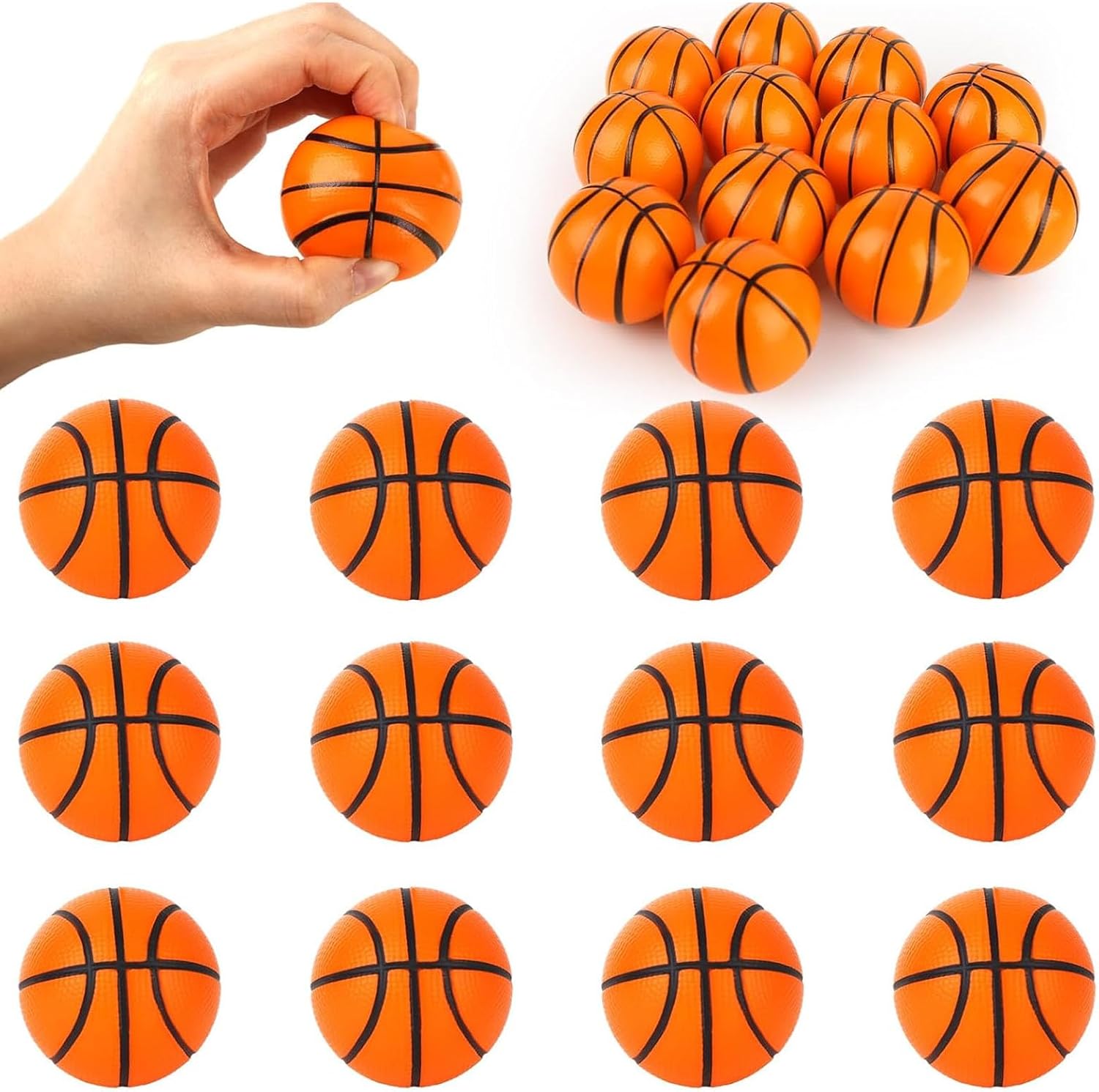 LovesTown 12Pack Basketball Stress Balls Party Favors for Kids, Mini Foam Squeeze Stress Ball for March Madness Basketball Theme Birthday School Reward Carnival Party Easter Goodie Bag Stuffers