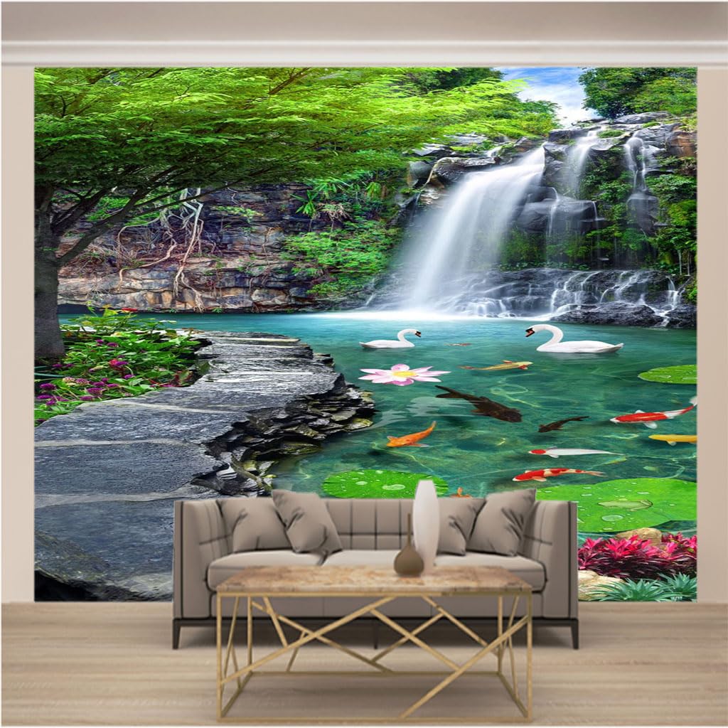Photo mural intissé haut de gamme effet 3D cascade pour grand salon