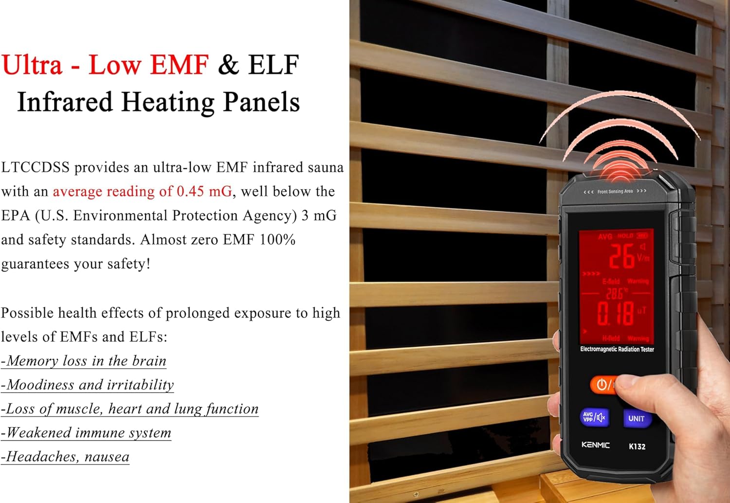 LTCCDSS Ultra-Low EMF Outdoor Sauna 1 Person, Red Cedar Far Infrared Sauna, EMF Average 0.5 mG Reading, Withstand Outdoor Temp -10℉-149℉| Sauna Room for Home