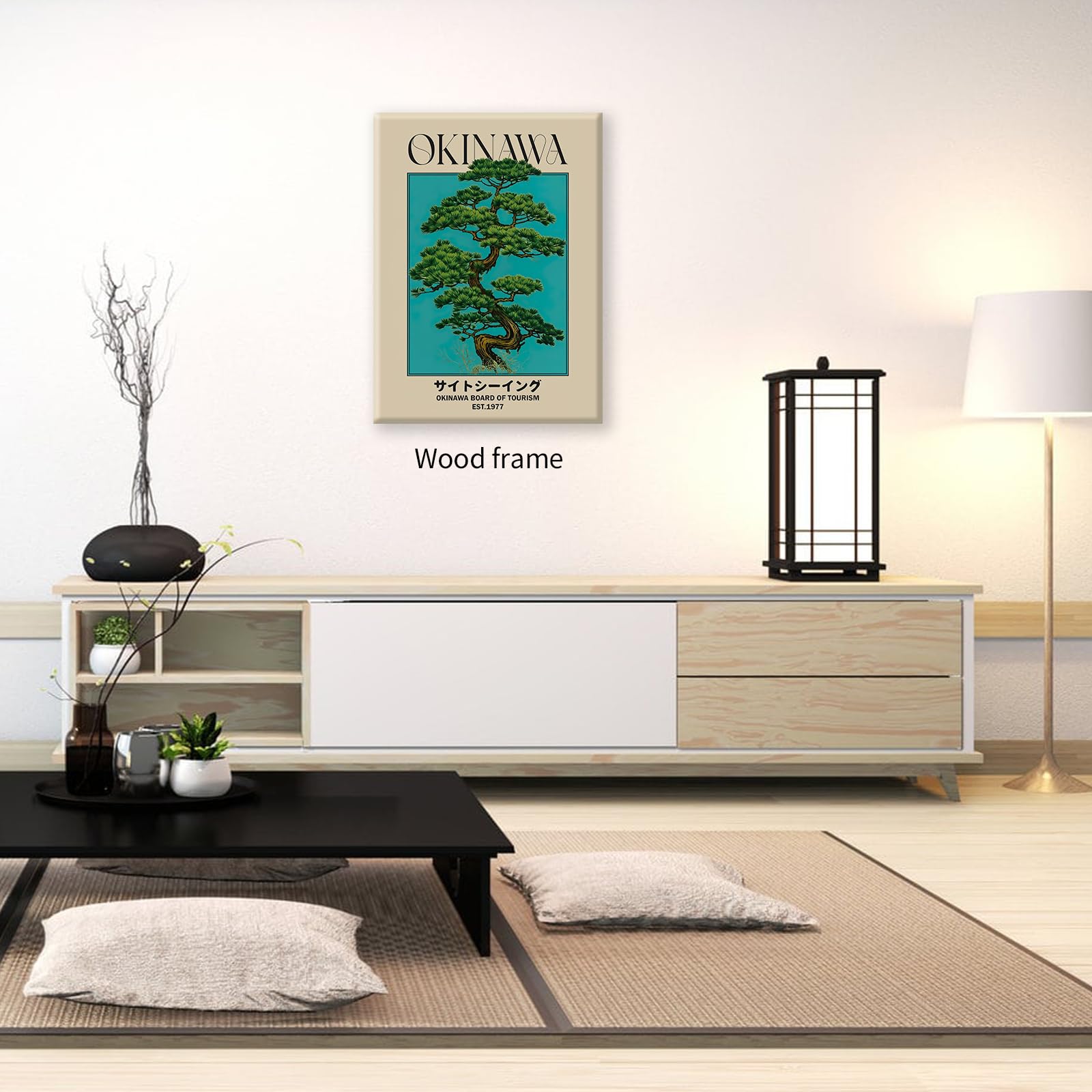 Japanische Leinwand Wandkunst Okinawa Kiefer - Zen Deko Für Zuhause & Büro | Retro Ukiyo-e Stil
