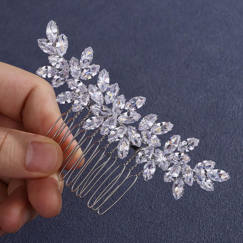 Missgrace Bride Wedding Silver Hair Comb Bridal Headpieces Full Rhinestone Hair Pieces Bridesmaid Side Hair Combs Hair Accessories for Women - Image 3