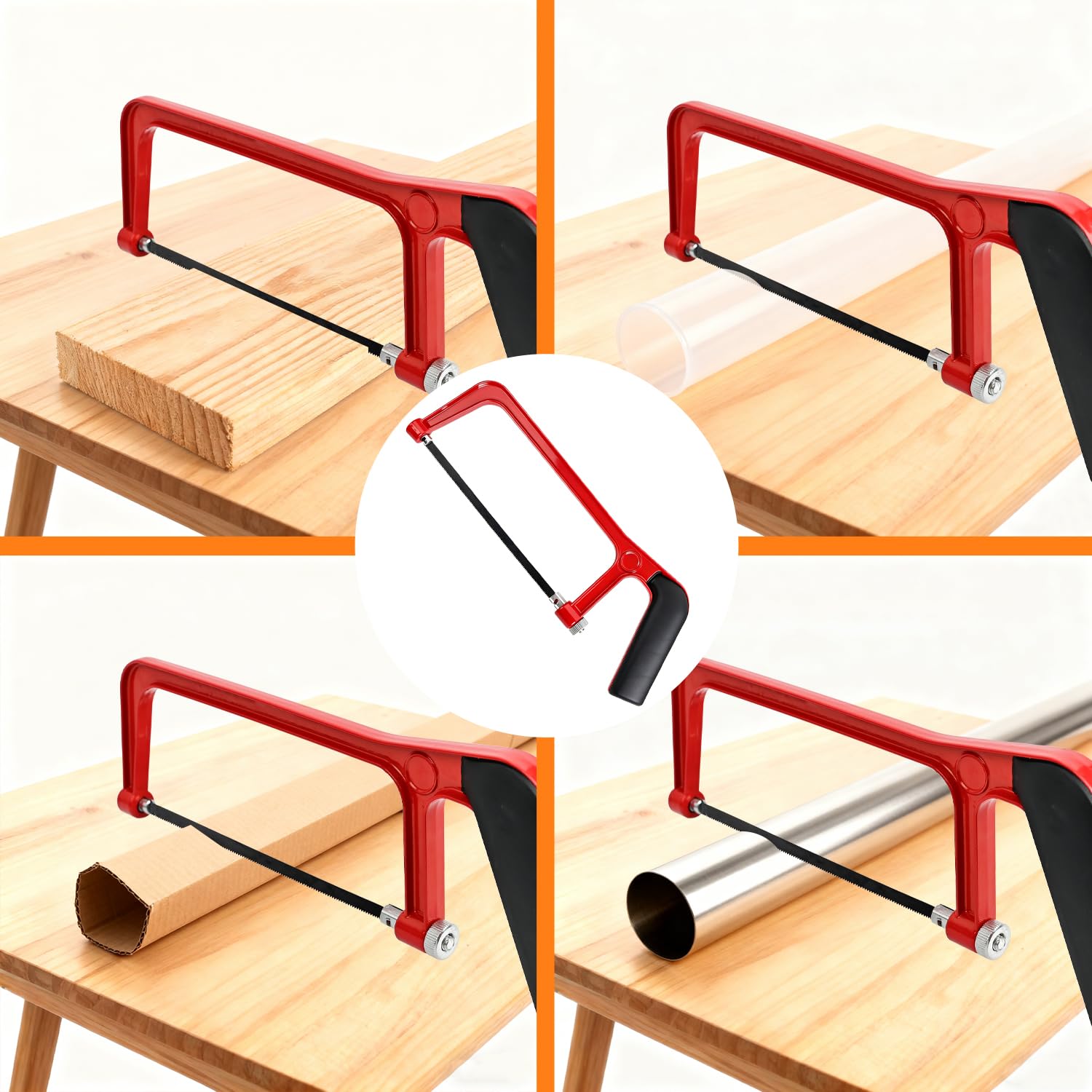 Juego de Sierra para Metal, 11 Piezas con 10 Hojas Bi-Metal, Marco Ajustable, Sierra Manual para PVC, Azulejos, Reparaciones y Bricolaje - Herramientas de Mano