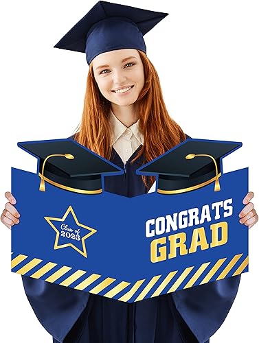 WATINC Decoraciones de graduación, tarjeta de felicitación jumbo de clase de 2023, tablero grande para libros de invitados, felicitaciones