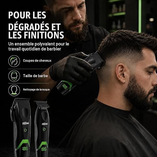Professional Hair Clippers for Men-Cordless Professional Barber Clipper Set with Precision Blades, USB Charging,Guide Combs Set, for Men & Women,Black - 5
