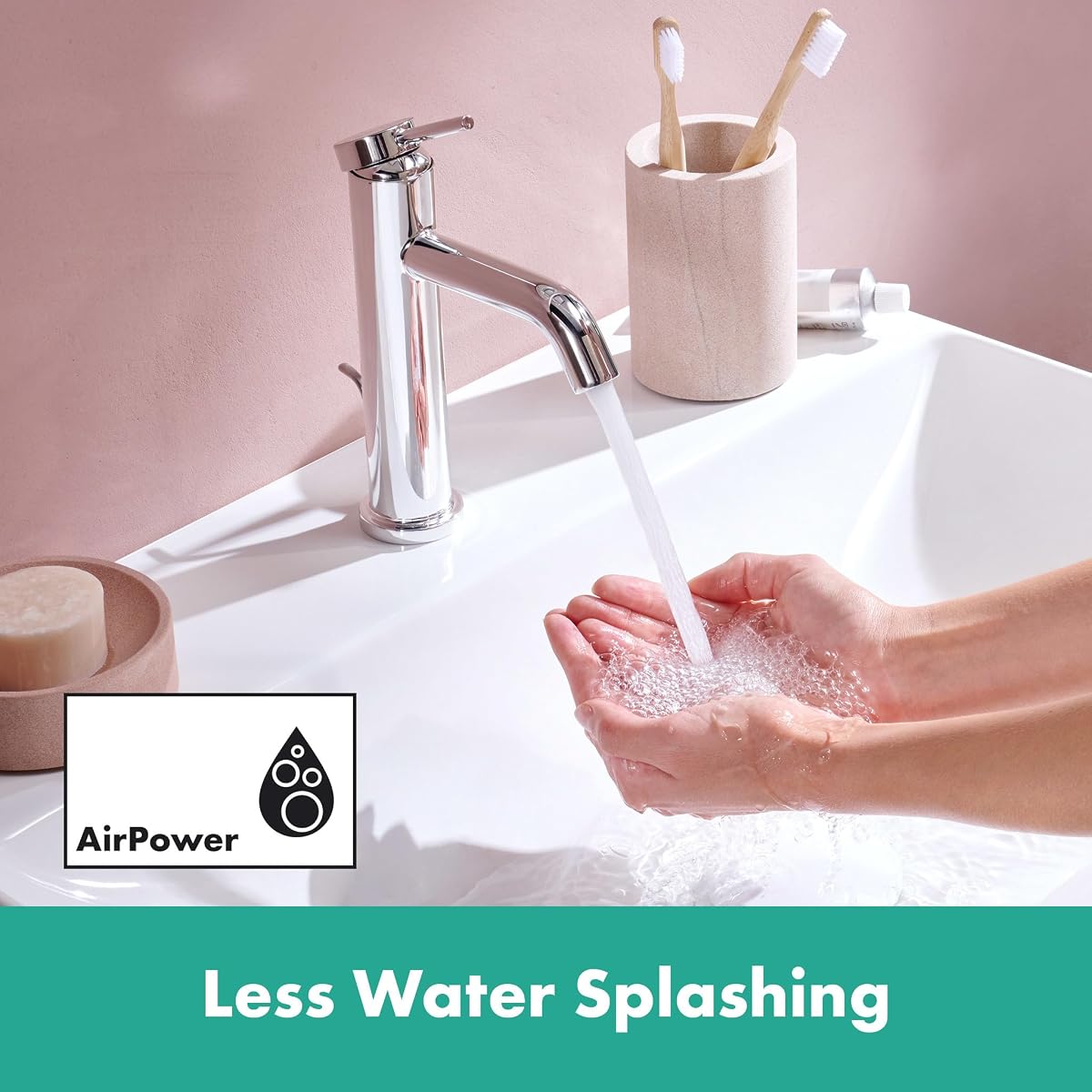 hansgrohe Tecturis S - jednouchwytowa bateria umywalkowa z zestawem odpływowym, kran łazienkowy z wylewką 105 mm, oszczędność wody (EcoSmart+), chrom, 73314000