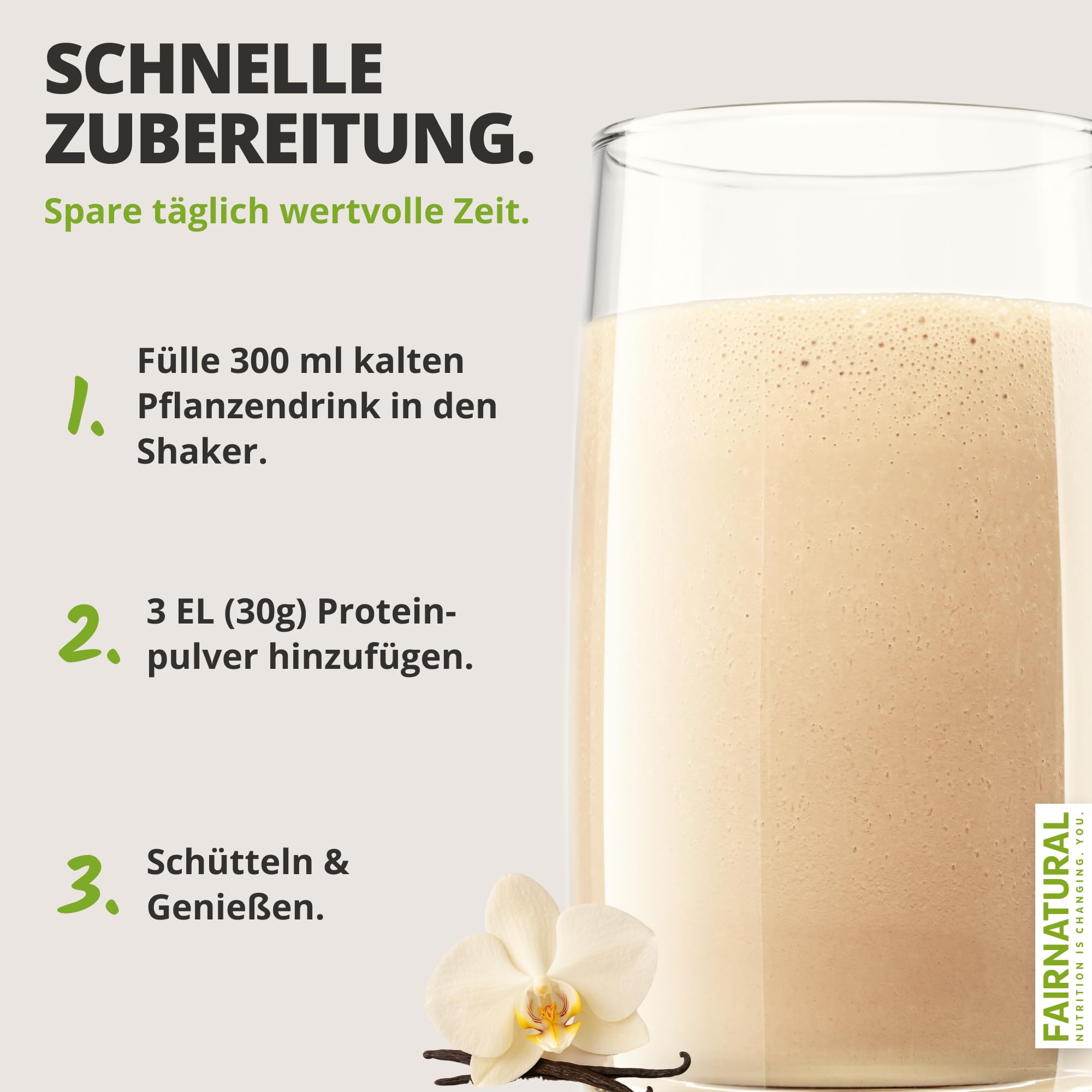 FAIRNATURAL Bio Veganes Proteinpulver Vanille ohne Soja [600G] 5K Protein Pulver Laktosefrei - Vegan Protein Powder - Pflanzliches Proteinpulver - Regional aus DE - Proteinshake Vegan - Eiweißpulver