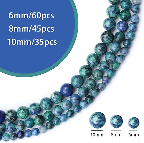 Miniatura 3 de 60 cuentas de piedras preciosas naturales de lapislázuli fénix natural de 0.236 pulgadas (0.236 in), cristal curativo energético, cuentas de piedra