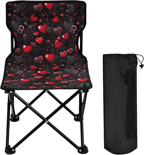 Miniatura 4 de Silla de camping plegable al aire libre con corazón rojo para el día de San Valentín para adultos Silla de camping portátil Silla de césped ligera