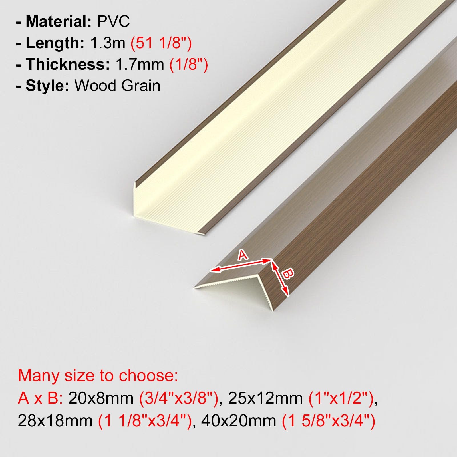Perfil de Transición para Suelo Perfil de Transición En Forma de L, Cubierta de PVC para Umbral de Puerta, Perfil de Remate para Suelos