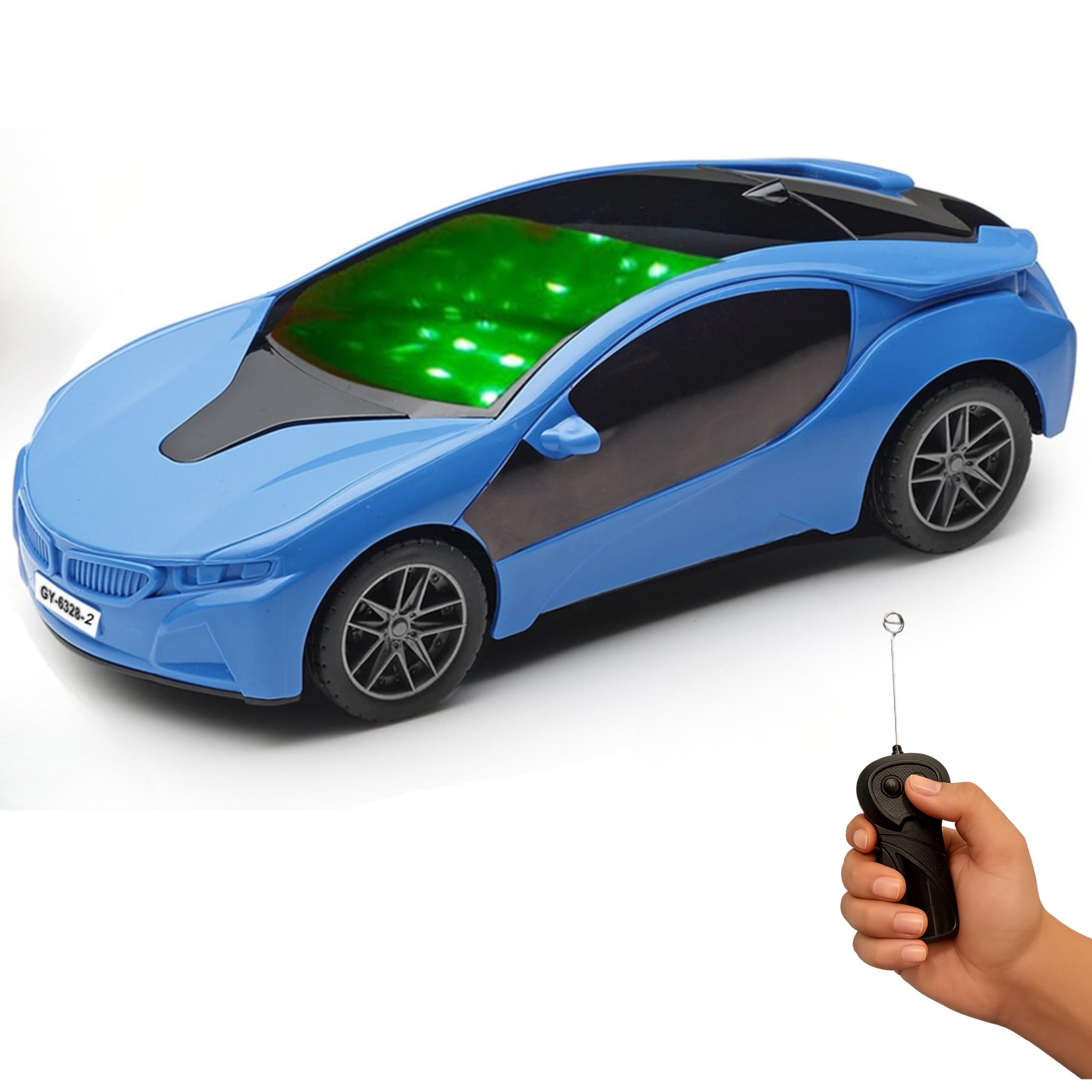 Gooyo 6328-2 Battery Operated 3D Lights Famous Remote Control High Speed Racing Car Toy for Kids | Blue Color, Power Source: 3xAA Battery in Car & 2xAA Battery in Remote Controller (Not Included)-image-26