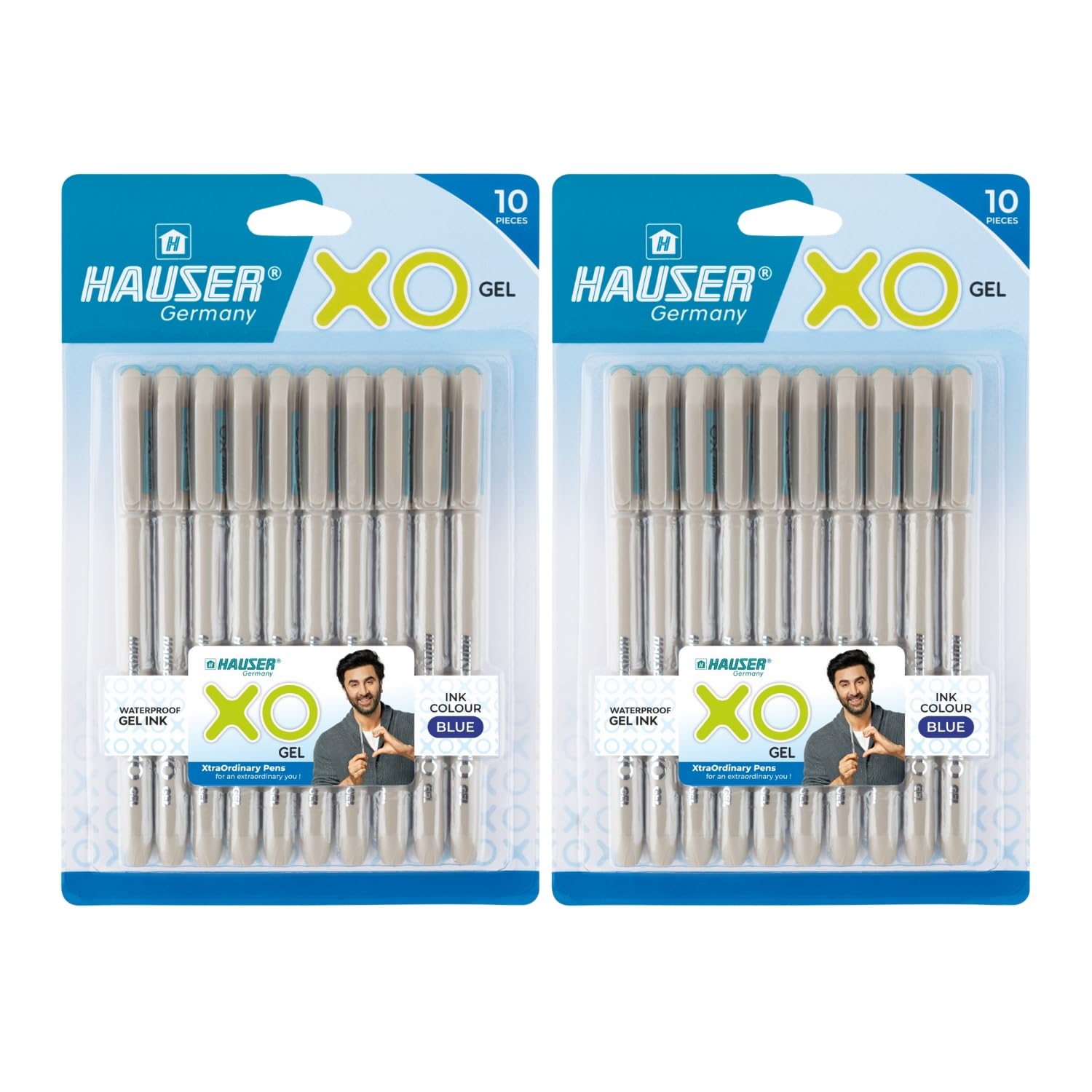 Hauser XO Gel Pen Wallet Pack | Sleek Body & Minimalistic Design With Matt Finish | Solid Body Type, Low Viscosity Ink | Ultra Durable Tip | Blue Ink, Pack of 20 Pens