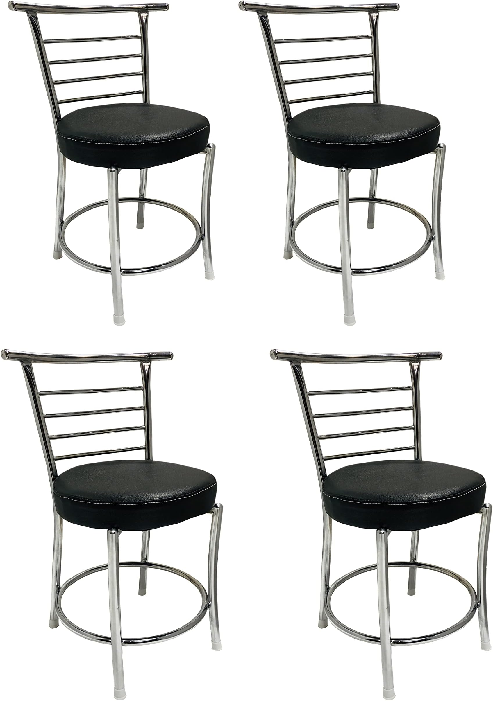 P P Chrome Steel Garden Chair Patio for Home Tables Heavy Duty (Black, 4)