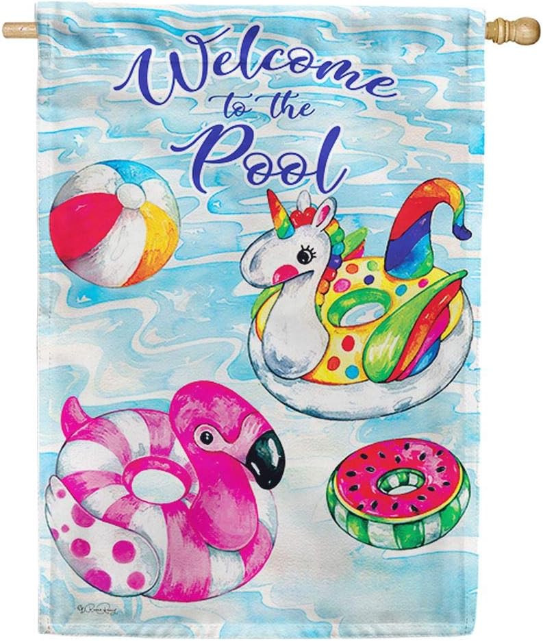 Pool Floaties Welcome to the Pool - Standard Size, 28 x 40 Inch, Decorative Double Sided, Licensed and Copyrighted Flag , Printed in the USA