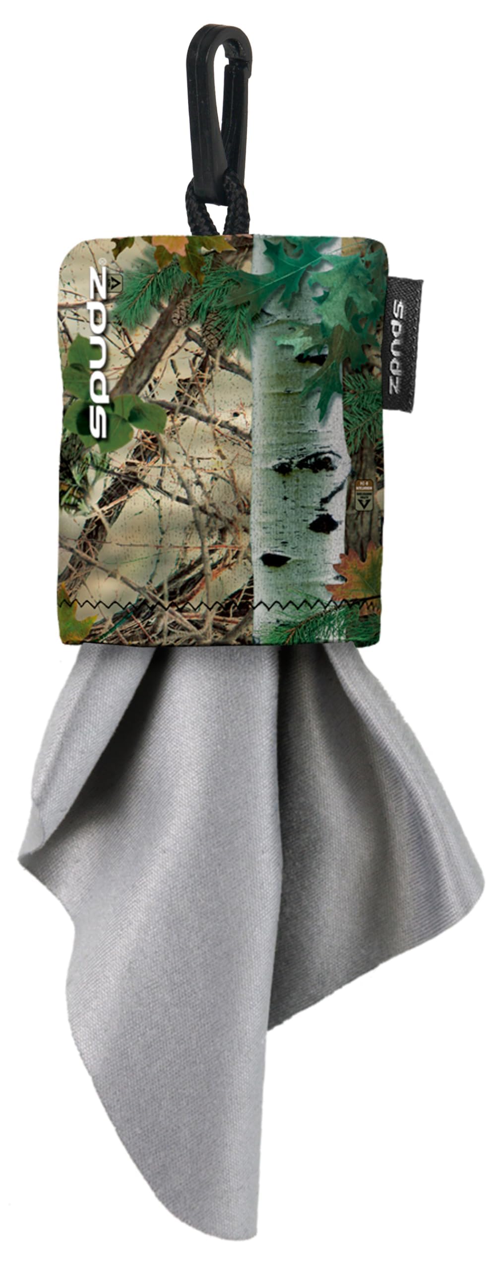 SPUDZ Classic Microfiber Lens Cleaner – Clip-On Pouch, Washable – for Binoculars, Scopes, Glasses, Screens | Alpine Mountain Camo, 6 x 6 Inch (2-Pack)