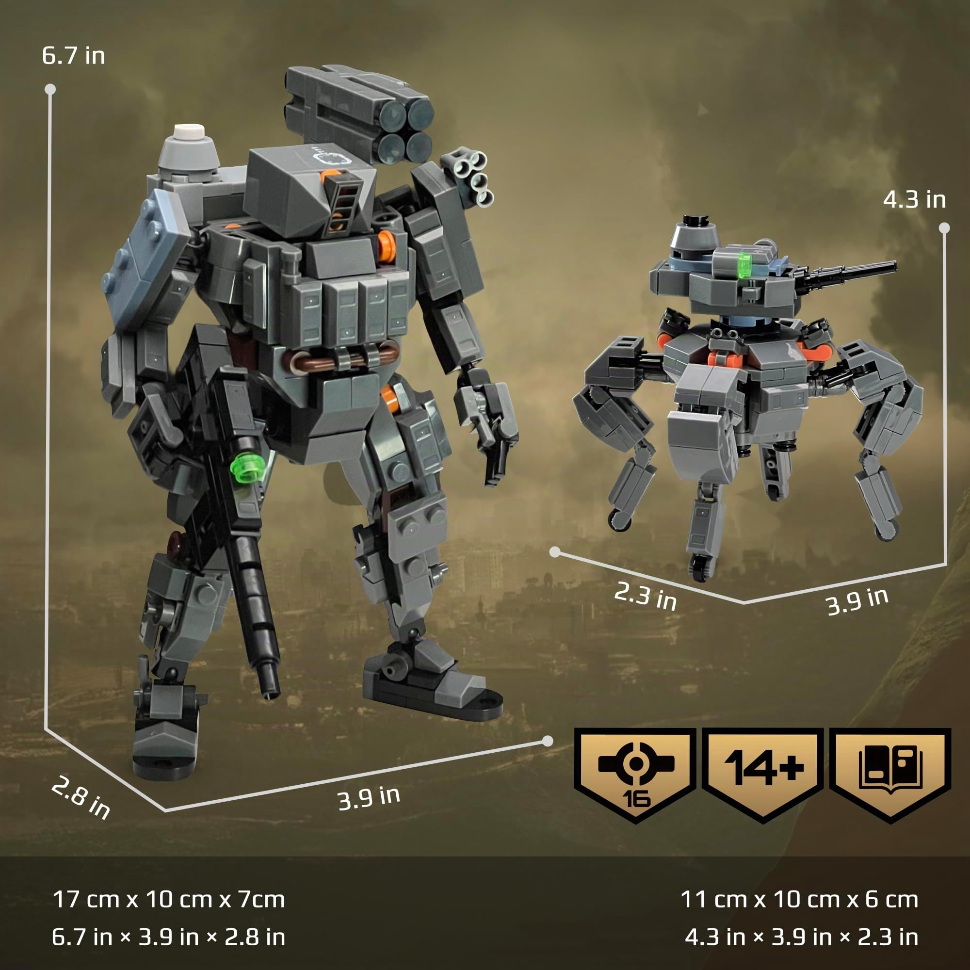 MyBuild Armed Forces Alpha Fire Support 6021 – Mécha Tactique de Soutien Lourd avec Lance‑Missiles Épaule & Drone de Combat | Kit de Construction Robot Dynamique | 14 Ans et Plus