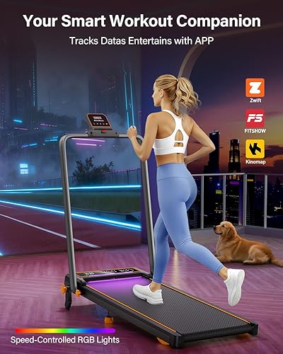 Miniatura 5 de Walking Pad Treadmill with 15% Incline & Dual LED Display, 4 in 1 Walking Pad with Handle Bar, 3.5HP Foldable Treadmill with Incline, Treadmills for