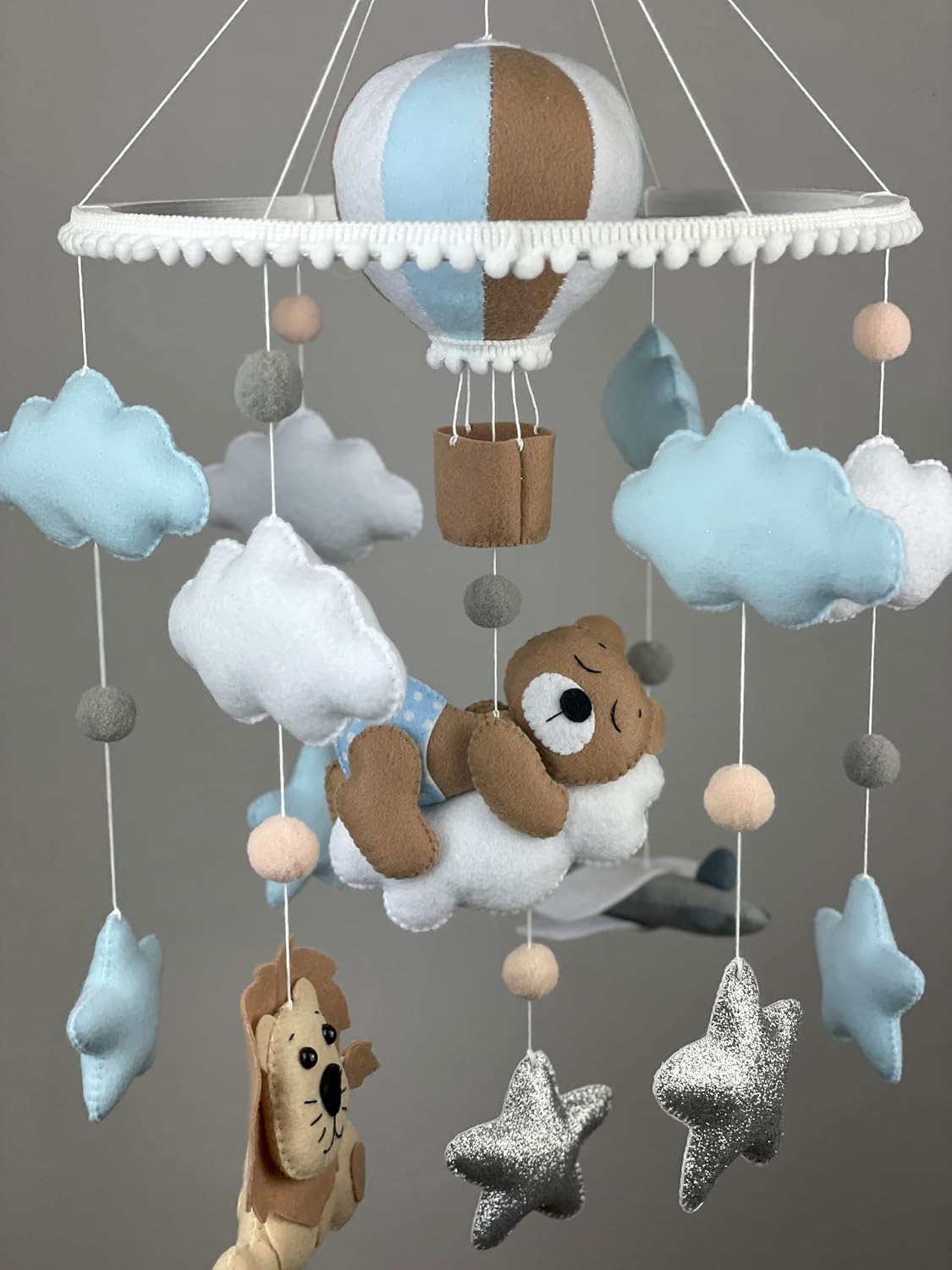 Baby Mobile boy Bear Mobile Hot air Balloon Nursery Mobile Baby Crib Mobile Plane Felt Hanging Mobile Baby boy Nursery New Baby boy Gift Baby Shower Gift New pardnts Gift