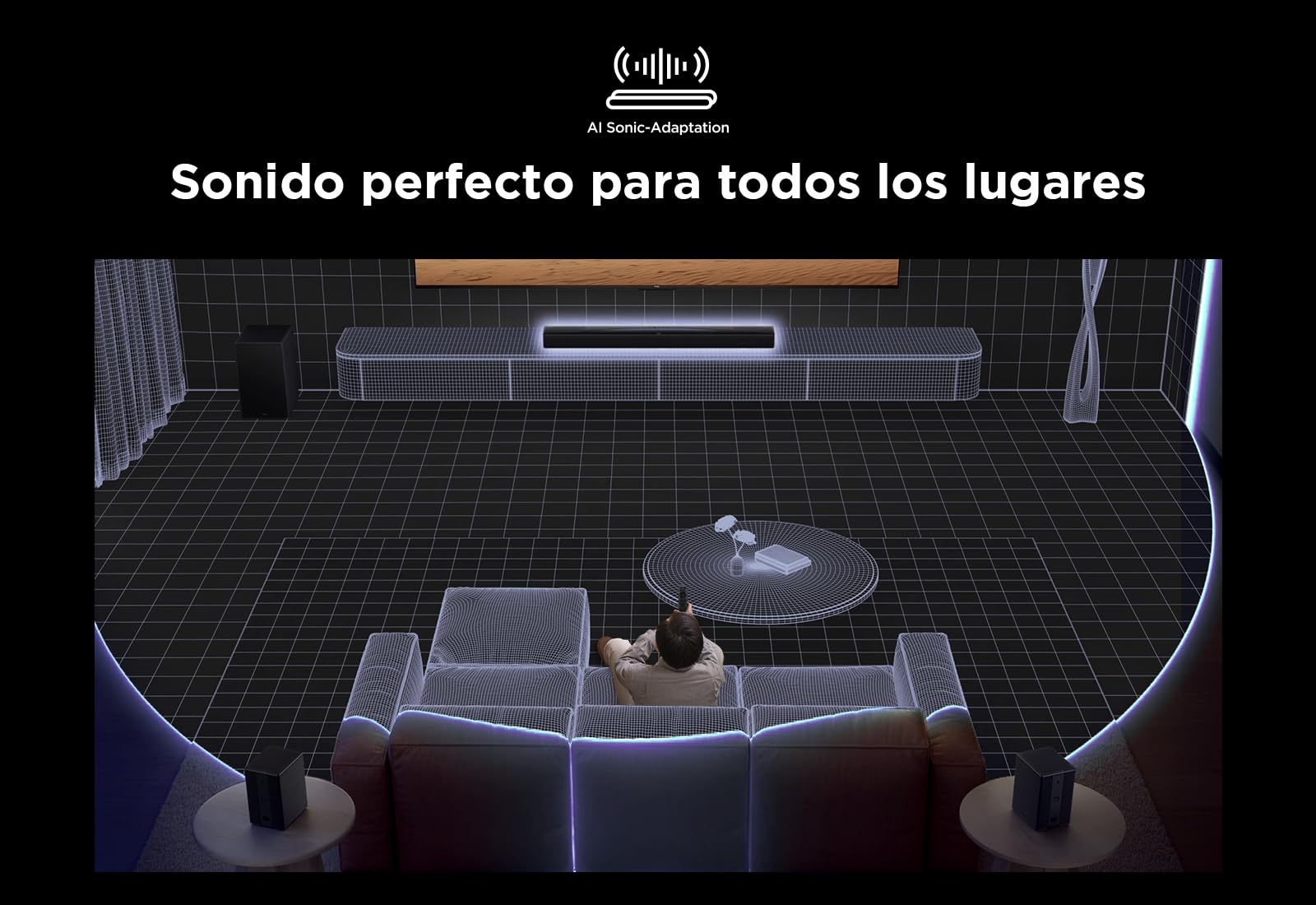 TCL Q85H Barra de Sonido 7.1.4, 860W, Subwoofer y Altavoces Traseros Inalámbricos, Dolby Atmos, DTS Virtual:X, Ray Danz, HDMI eARC, AirPlay 2, Tutti Choral