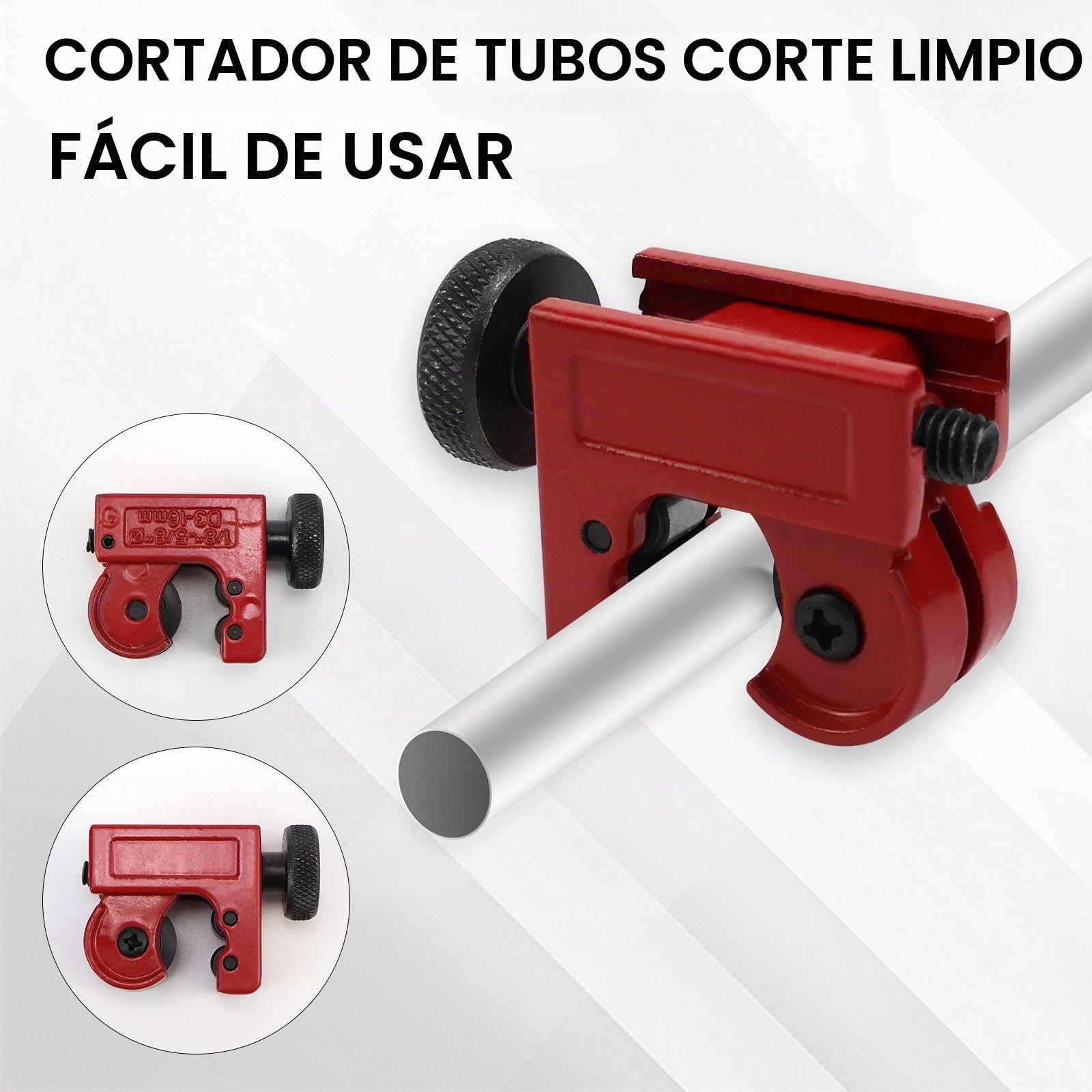 KXVXXV abocardador Aire Acondicionado abocardador Tubo Cobre con Cortador de tuberías, 3/16", 1/4", 5/16", 3/8", 7/16", 1/2", 5/8", para línea de Freno Doble y Sencilla