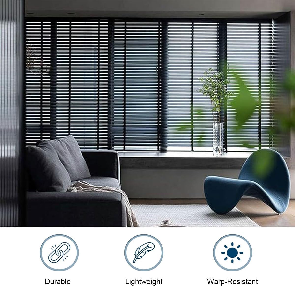 Horizontal Wooden Venetian Blinds for Indoor Outside Windows 15-77 in Width, Cordless 2" Slats Solid Wood Venetian Shades, Privacy Room Darkening Venetian Blind, Easy Install(White)