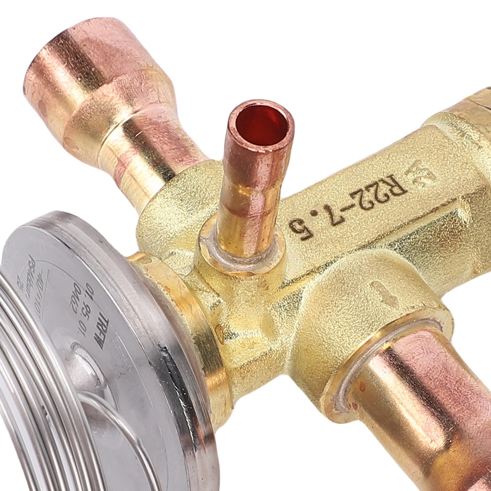 Sicherheitsregelventil mit Thermoelement, 27kW 7.5TR TEV Expansionsventil Klimaanlage, 5/8 Zoll Einlass 7/8 Zoll Auslass, 1,5m Kapillarrohr, Kompatibel mit R22 R407C R404