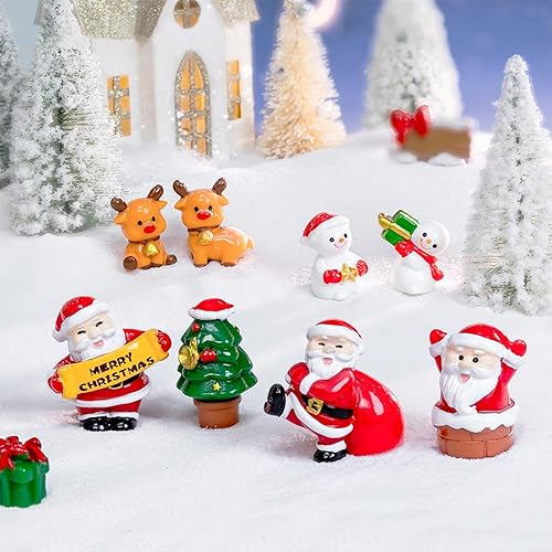 Miniatura 27 de 17 figuras miniatura de Navidad de resina para ocultar Papá Noel, muñeco de nieve, pingüino, reno, árbol de Navidad para mesa de jardín, globo