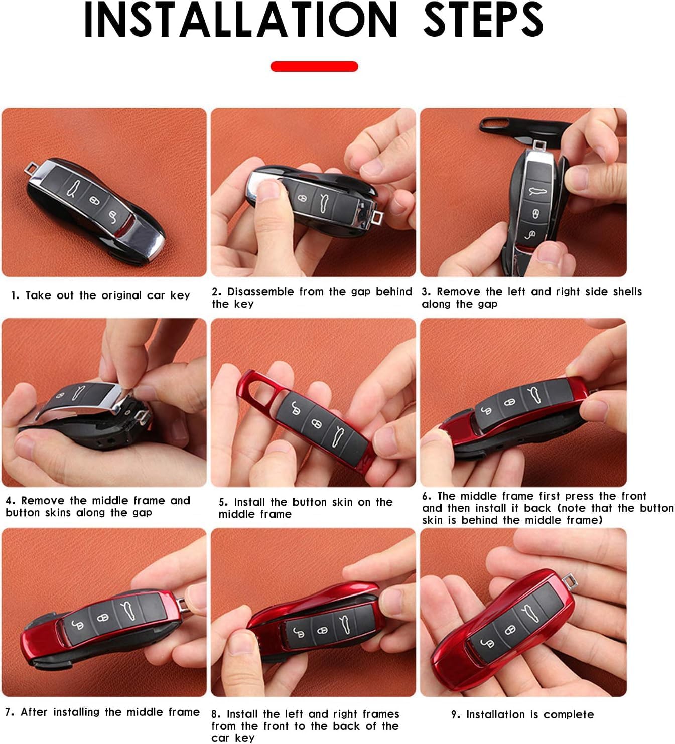 Fits for Porsche Key Fob Cover, Car Key Case Replacement for Porsche Cayenne Macan Panamera Boxster Cayman 718 911 ABS 1:1match Anti-Scratch Sporty Interior Decoration (Style B)