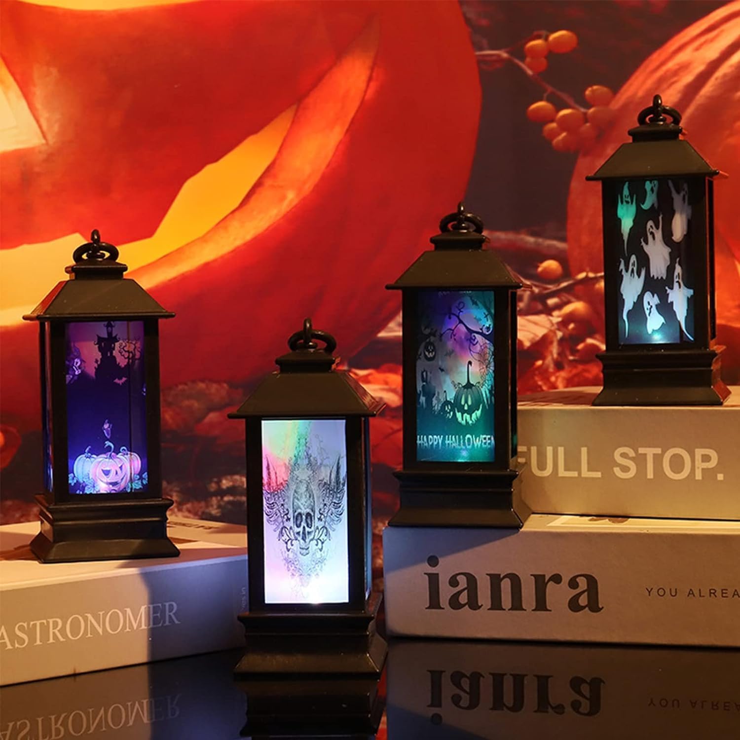 3x Halloween Kürbis-Laternen Mit LED - Gruseldekoration Für Garten