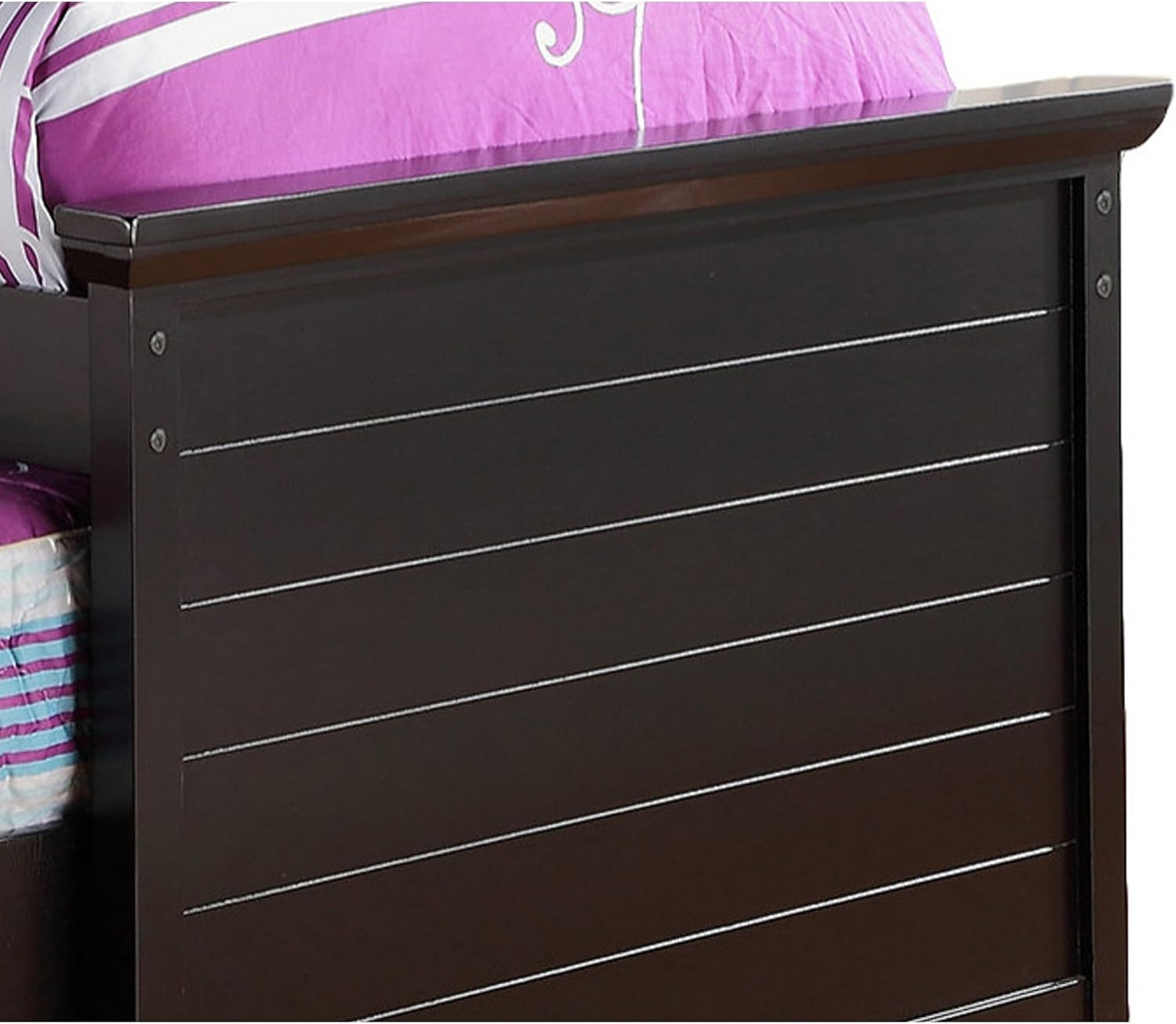 Benjara Toni Twin Size Trundle Bed with 6 Drawers, Bookcase Headboard, Black Wood