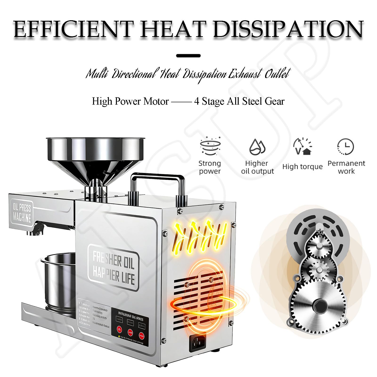 Máquina Prensado Aceitunas Hueso, Motor Cobre Puro, Disipación Calor Multidireccional, Trituradora Extractora Aceite Oliva Casa