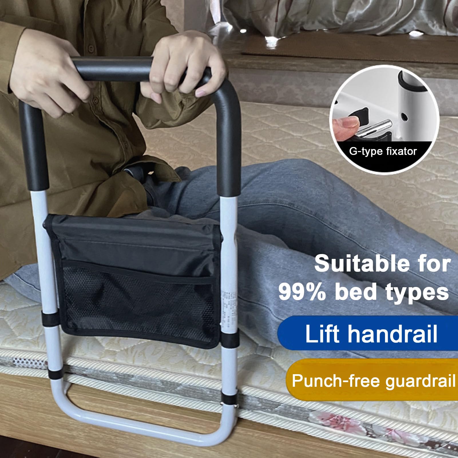 Cama ajustable con control remoto y luz con sensor – Asa de seguridad para cama y protectores de cama para adultos mayores, ideal para personas mayores que viven a diario, protector de cama res