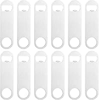 Vista 13 de 12 abridores de botellas planos de 4.9 x 1.18 pulgadas, abridor de botellas de cerveza de acero inoxidable negro, hoja de barra resistente, abridor