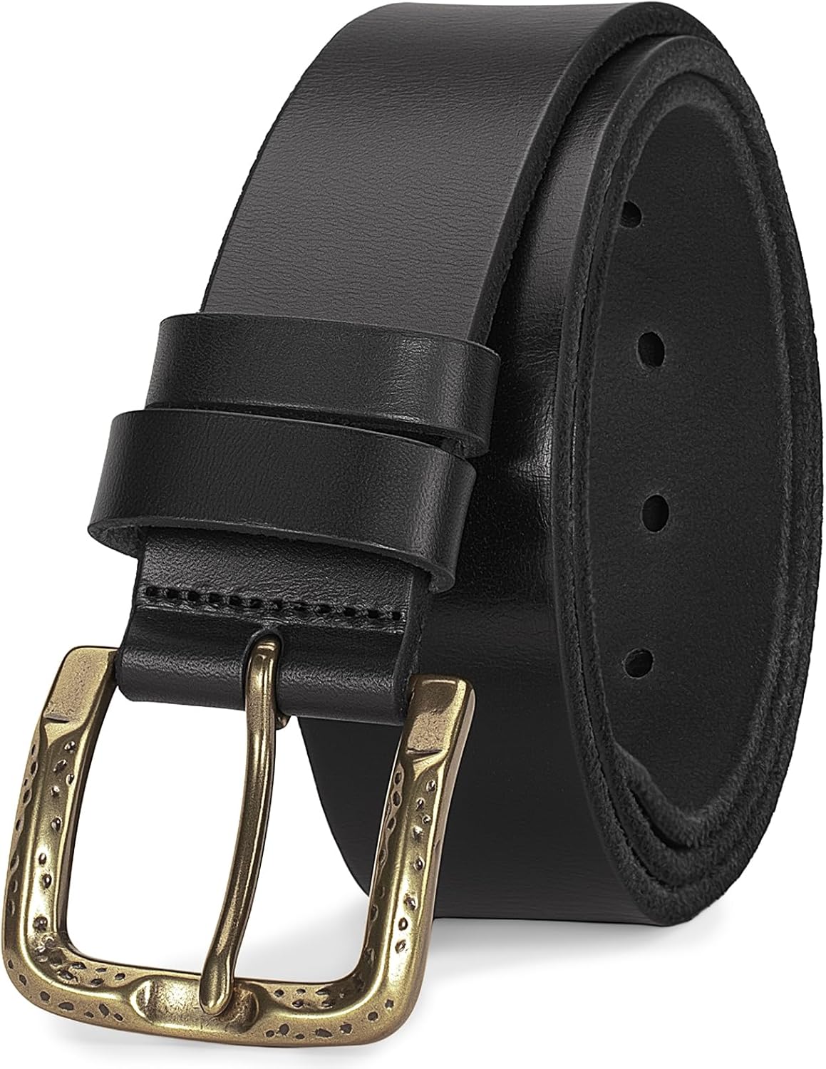 Men's Everyday Casual Belt - 1.5 Inch Full Grain Genuine Leather with Brass Buckle