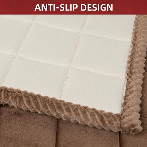 Miniatura 6 de Funda de sofá para perros, lavable para mascotas, funda de sofá mullida para mascotas, funda antideslizante para perros, niños, mascotas (marrón, 21