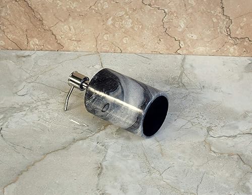 Miniatura 3 de Dispensador de jabón líquido de piedra natural hecho en piedra. Dispensador de jabón de piedra con bomba de esmalte cromado, ideal para habitación