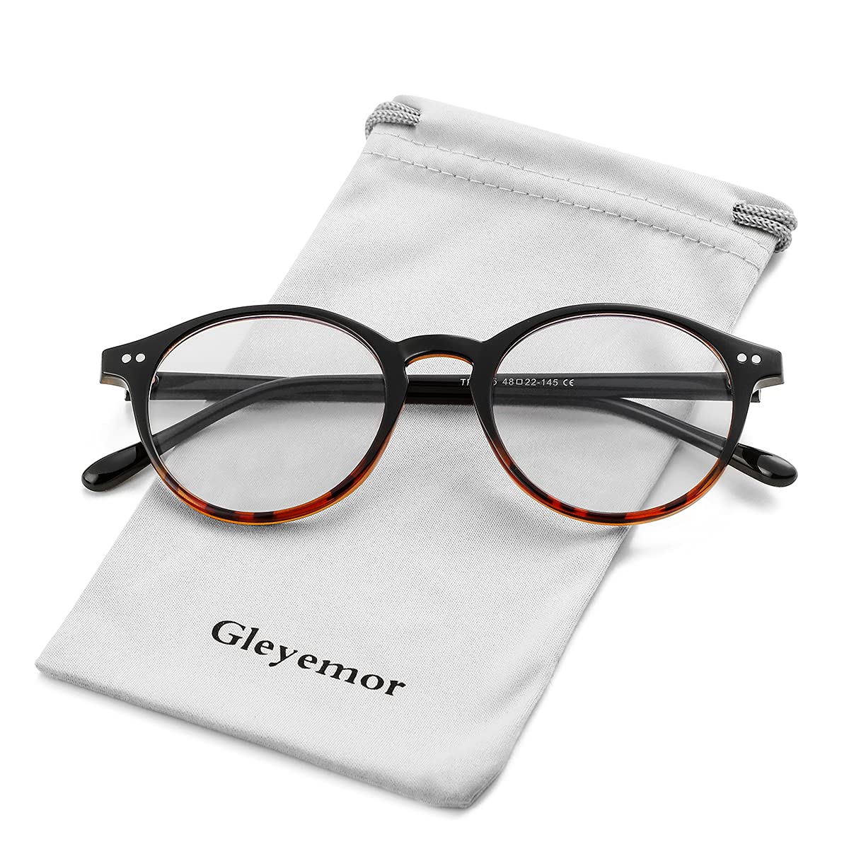 Gleyemor Blaulicht-Brille für Herren und Damen, Vintage, rund, Blaulicht, blockierend, Computer-Bildschirmschutzbrille (Schildkröte & Schwarz)