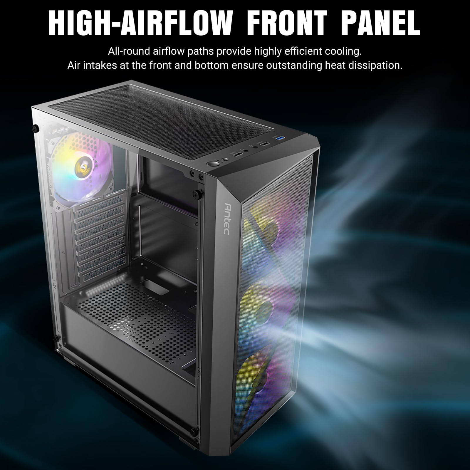 ANTEC AX67 ARGB Boîtier PC Tour midi Gaming ATX, Noir