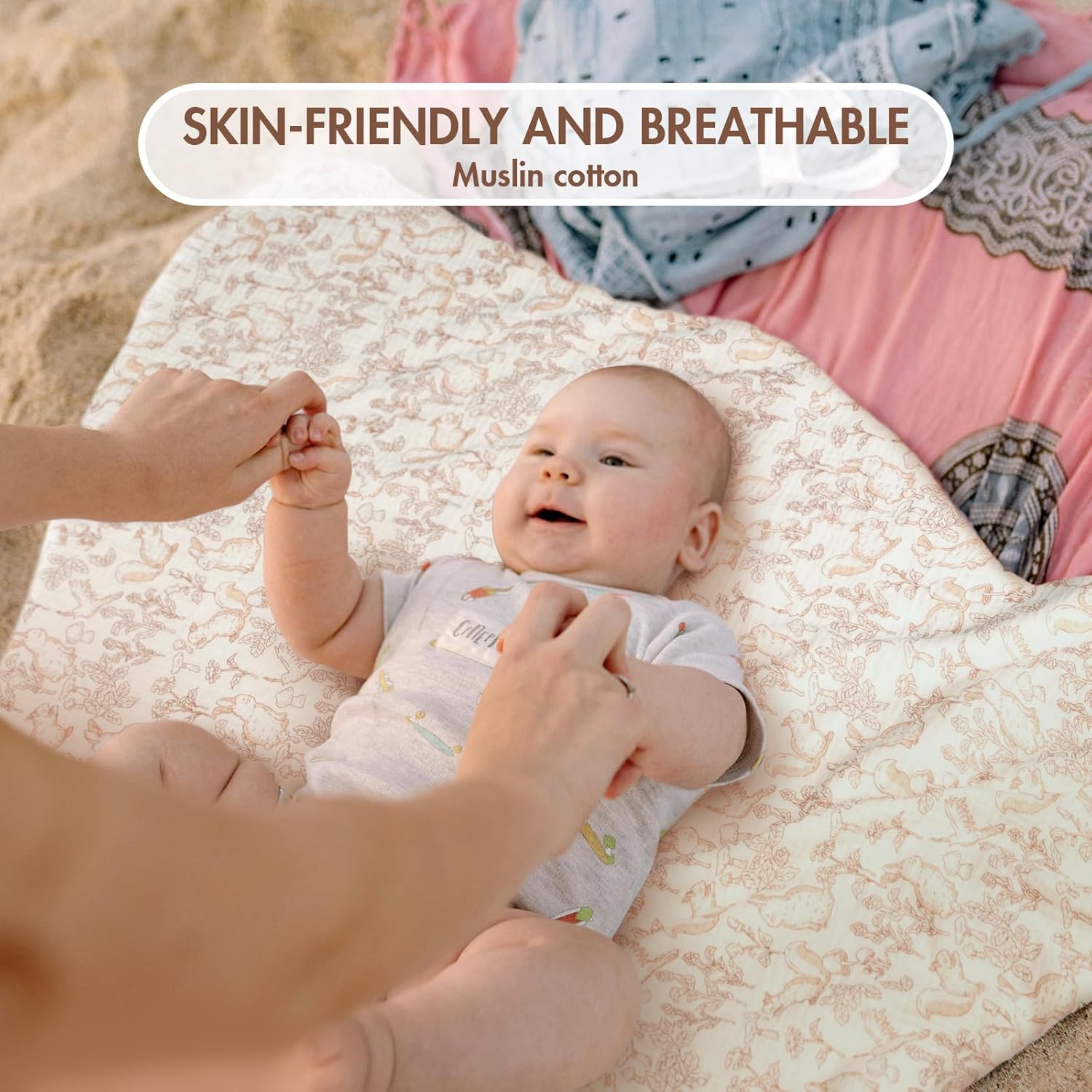 Muslin Minky Baby Blanket for Boys and Girls - 2 Pack Soft Baby Blankets, Nursery Minky Blankets with Muslin Cotton Front and Dotted Fleece Backing, Cozy and Lightweight Newborn Blanket - Image 7