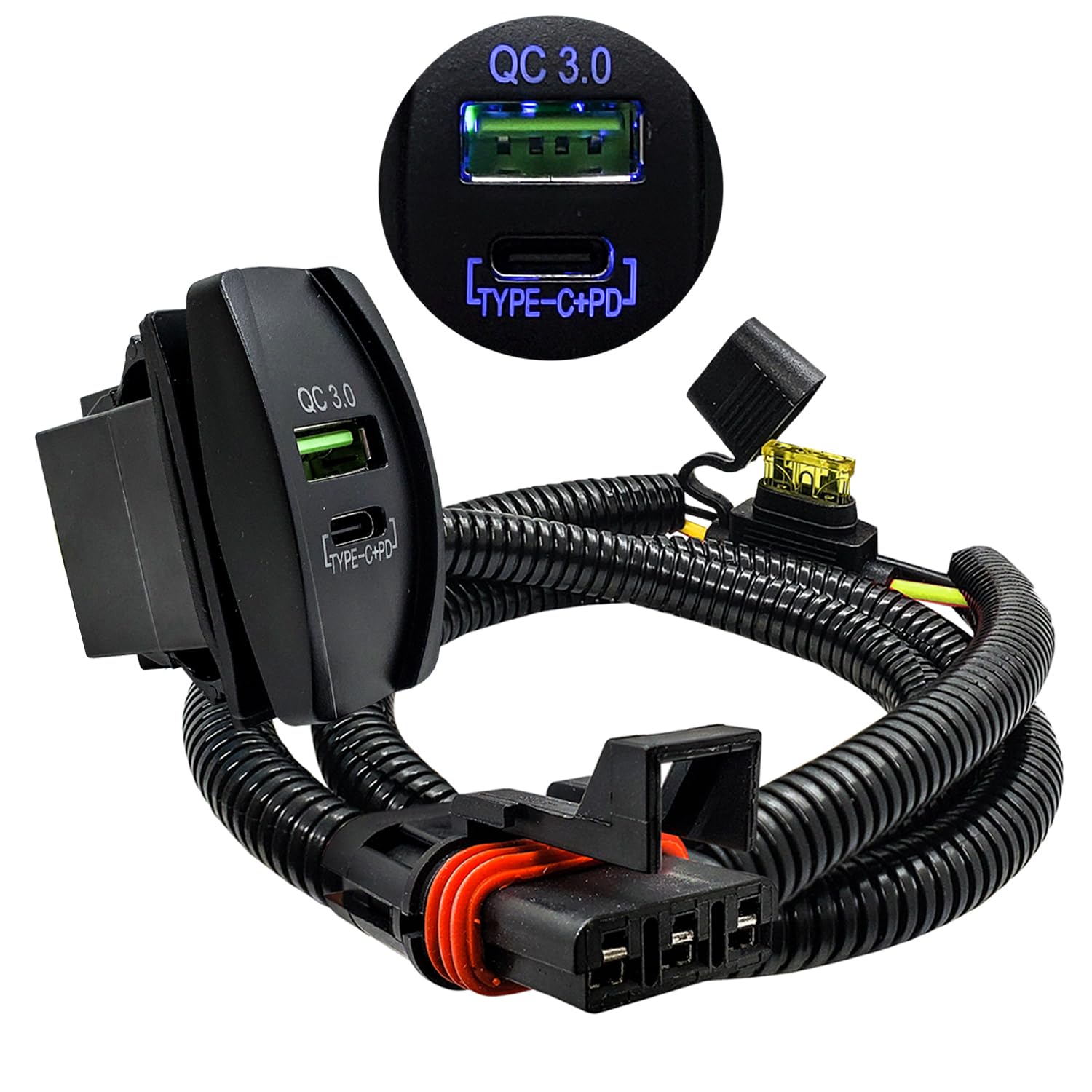 OZ-USA HI/LO 2-Position On/Off/On Rocker Switch With Power Bus Bar Plug Wire Compatible Pulse Power Busbar Polaris Rzr Pro Ranger Crew Xp 2018 2024 - Foto 7