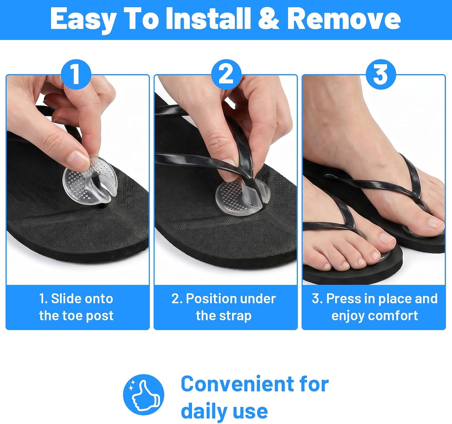 2 Pairs Thong Sandal Toe Protectors Silicone Flip Flop Toe Protector