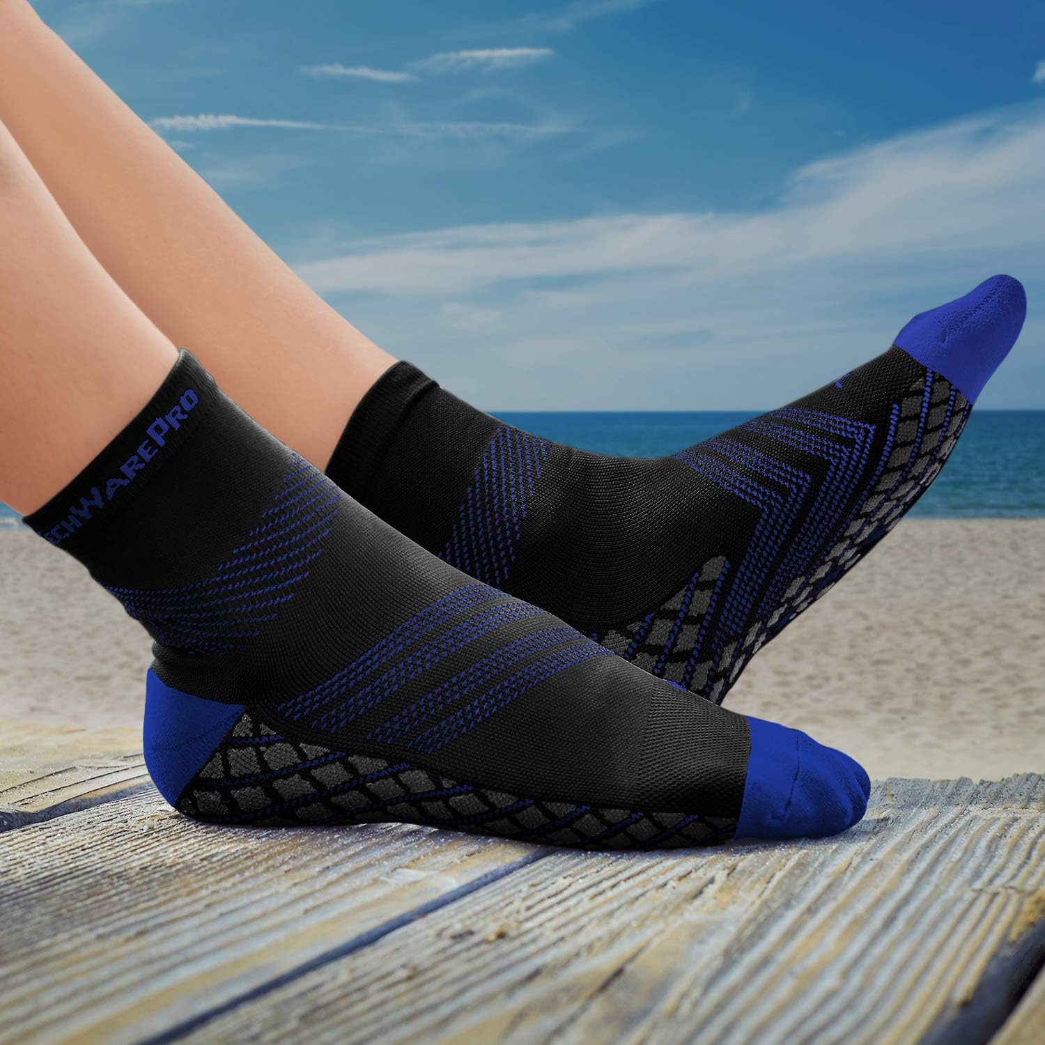 Plantar Fasciitis Socks – Cushion Ankle Compression Socks Women & Men. Achilles Tendonitis Brace & Arch Support