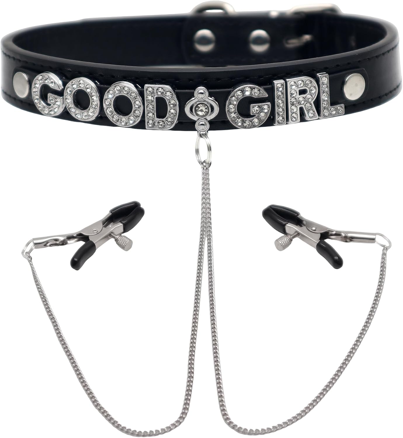 Nipple Clamps with Chain necklace Body Ring Non-Piercing Adjustable Body Chain Choker Faux Body Jewelry for Men Women