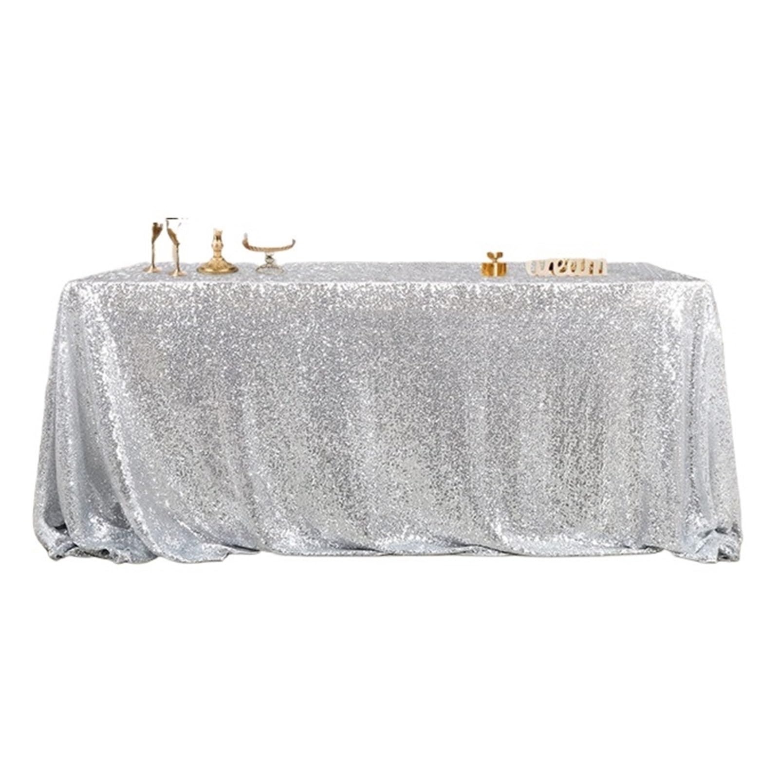 L6NqIAG Sequin Tablecloth Sequin Tablecloth 108x50 Inch-Rectangle Table Cover Overlay for Wedding Cake Holiday Banquet Decoration(Silver,50inch X 50inch)