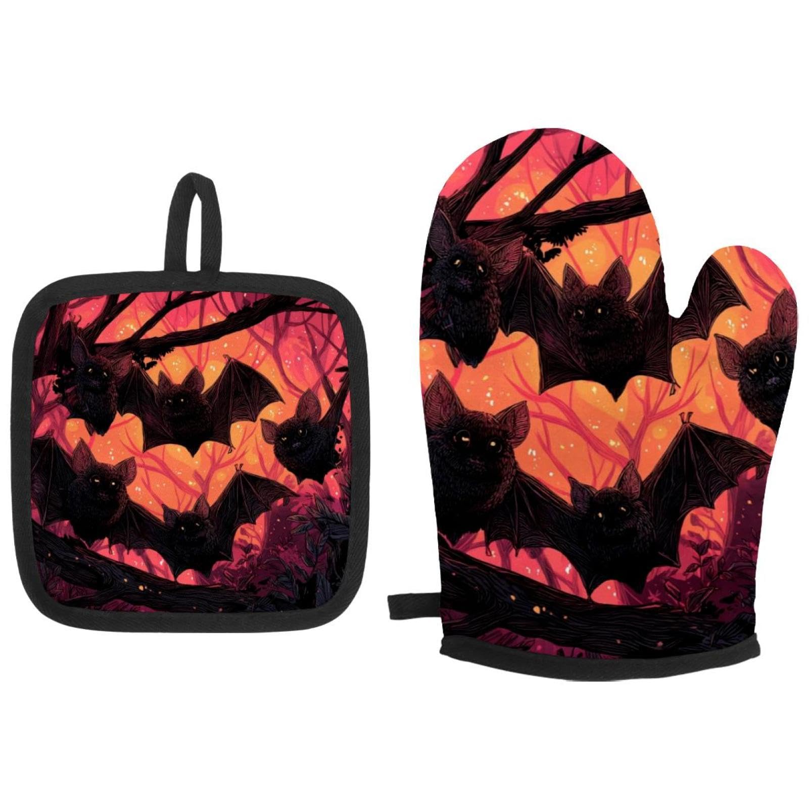 Gants de cuisine Halloween chauve-souris pour ne plus se brûler avec les plats chauds